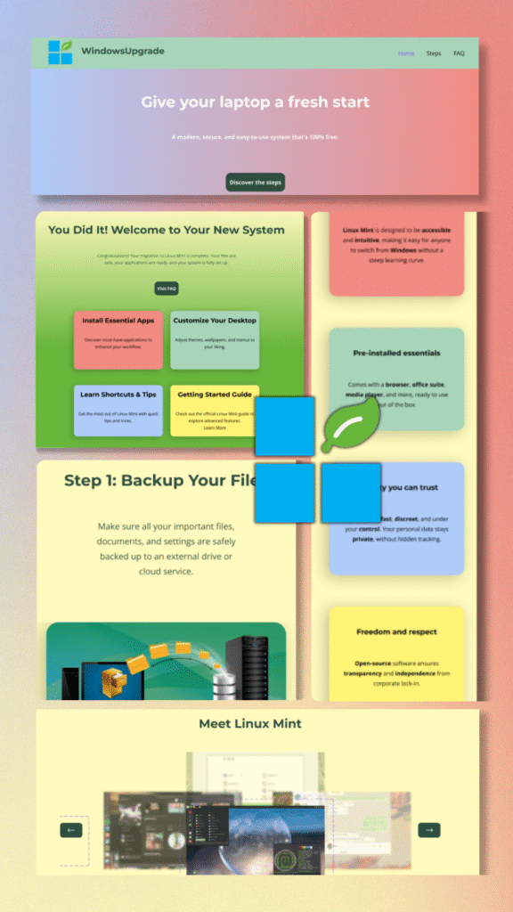 Aperçu du site WindowsUpgrade